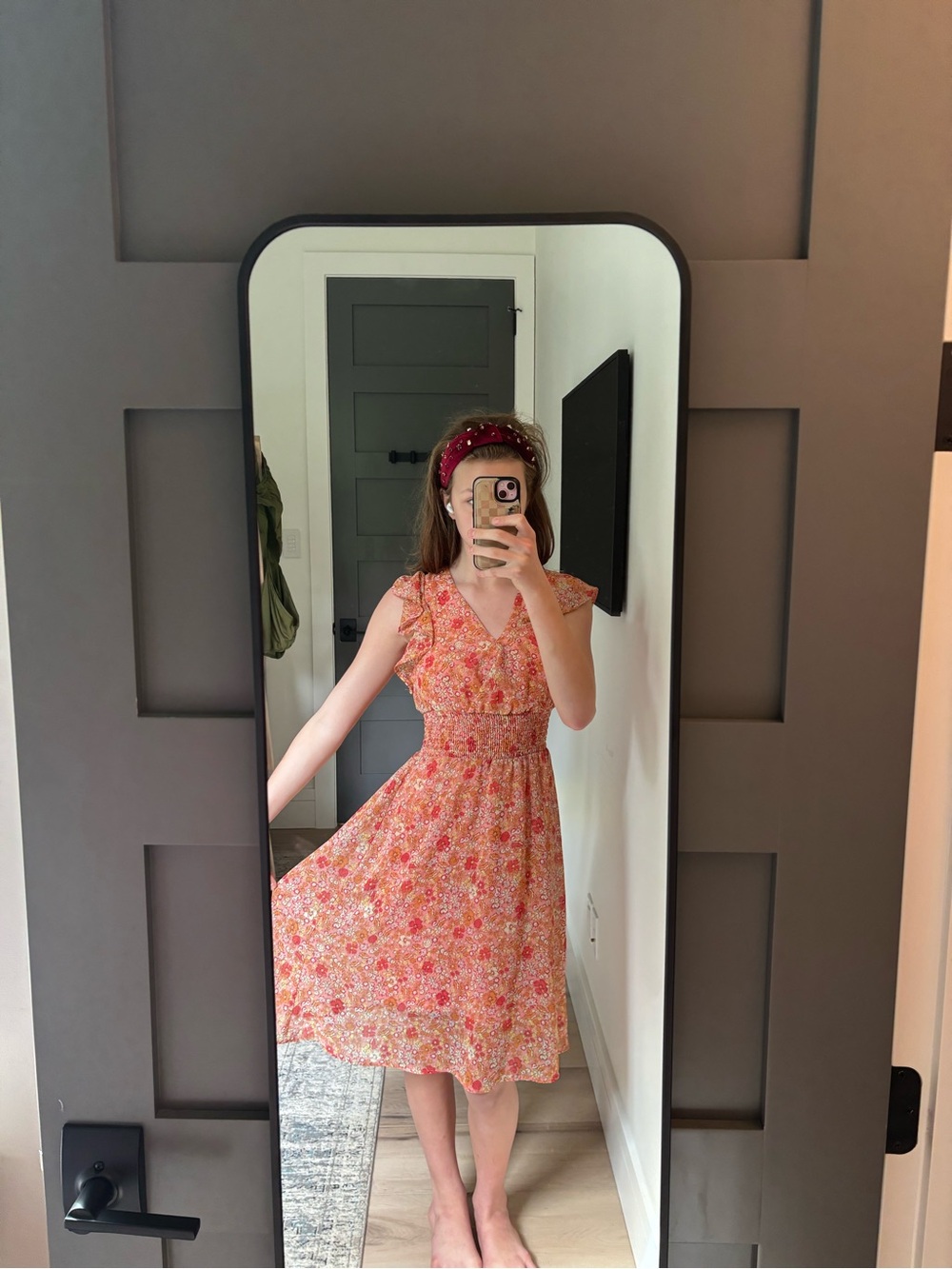 Jessica Simpson Pink Coral Floral Midi Dress for Kids